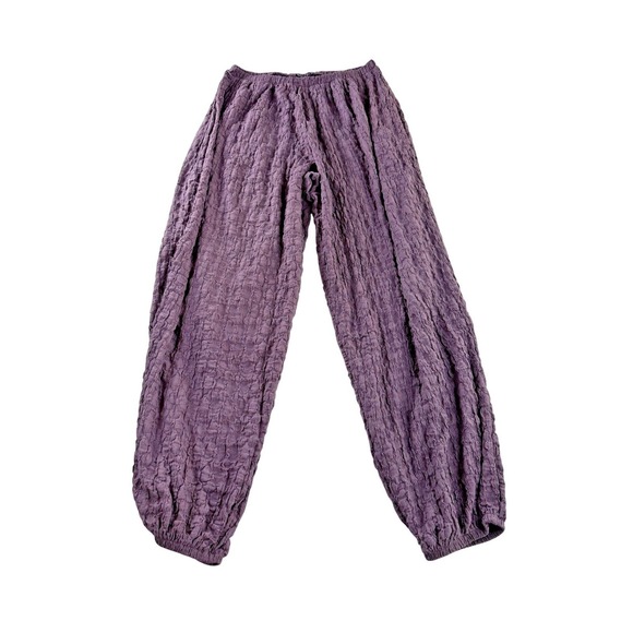 NWOT Zara High-Waisted Balloon Style Joggers Eggplant Textured Bohemian Large - Picture 3 of 10